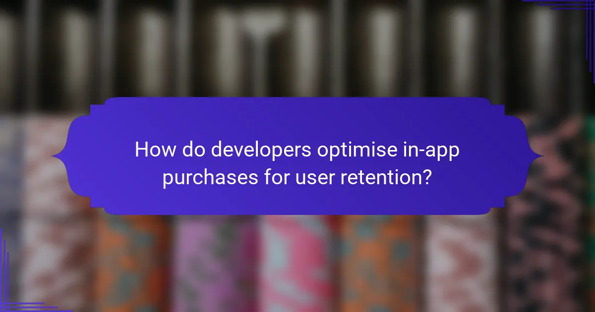 How do developers optimise in-app purchases for user retention?