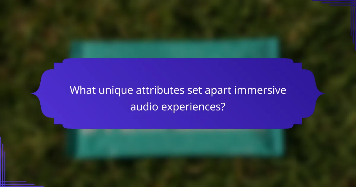 What unique attributes set apart immersive audio experiences?